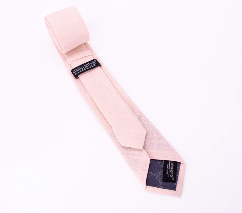 Spring Notion Men's Linen Blend Skinny Necktie Blush Pink - Image 4